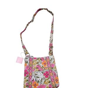 Vera Bradley Pink Orange Floral Crossbody Bag tea garden hipster purse